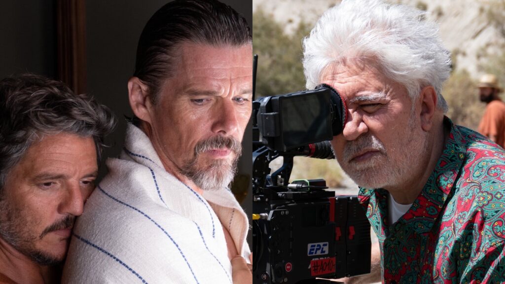 Pedro Pascal and Ethan Hawke in Strange Way of Life, and the director (Images: (Images: El Deseo/Saint Laurent Productions/©El Deseo D.A)
