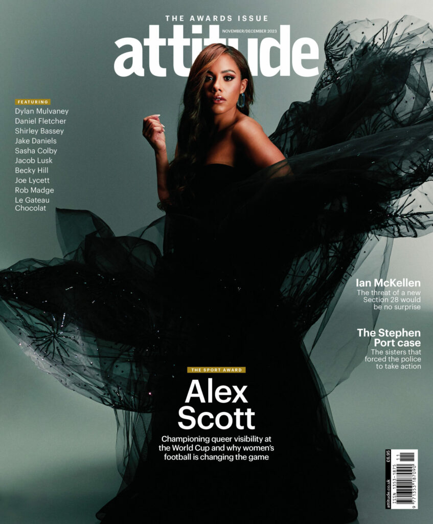 Alex Scott on the cover of Attitude Magazine