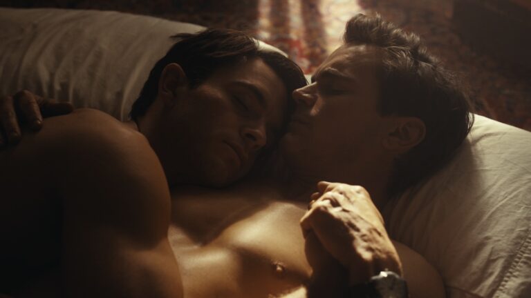 Jonathan Bailey as Tim Laughlin and Matt Bomer as Hawkins Fuller