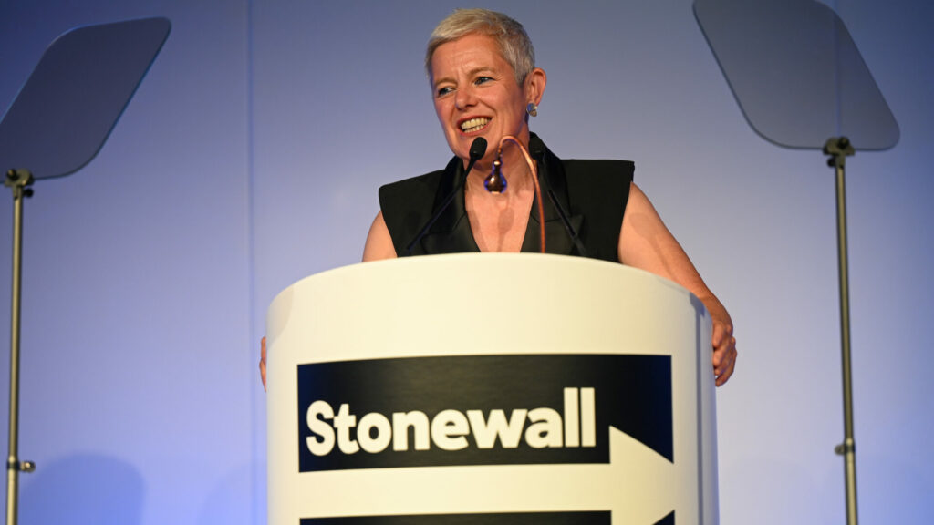 Cat Dixon speaks at Stonewall's equality dinner