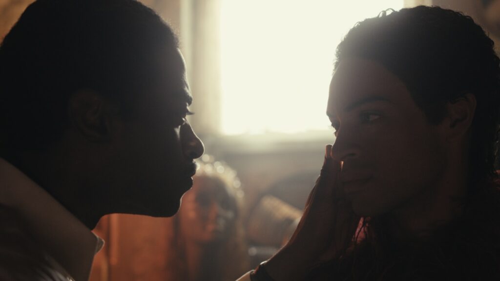 Jelani Aladdin as Marcus Hooks and Noah J. Ricketts as Frankie Hines in Fellow Travelers