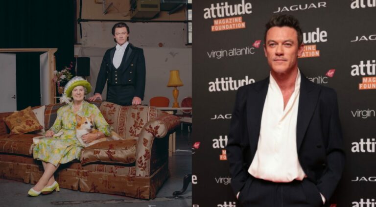Luke Evans [right] and with Penelope Wilton in Backstairs Billy (Images: Johan Persson/Attitude/Kit Oates)