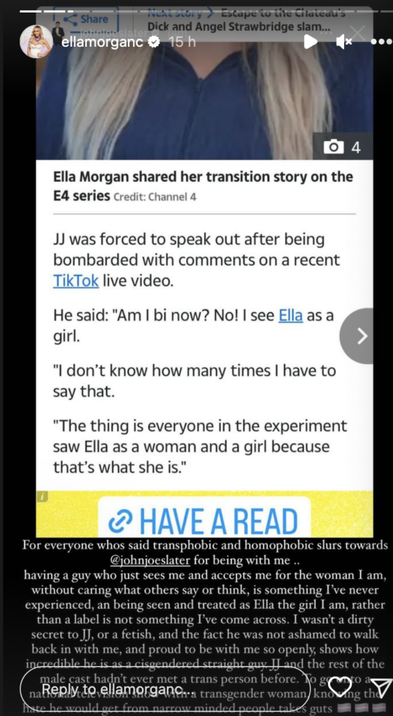 Ella Morgan's Insta story