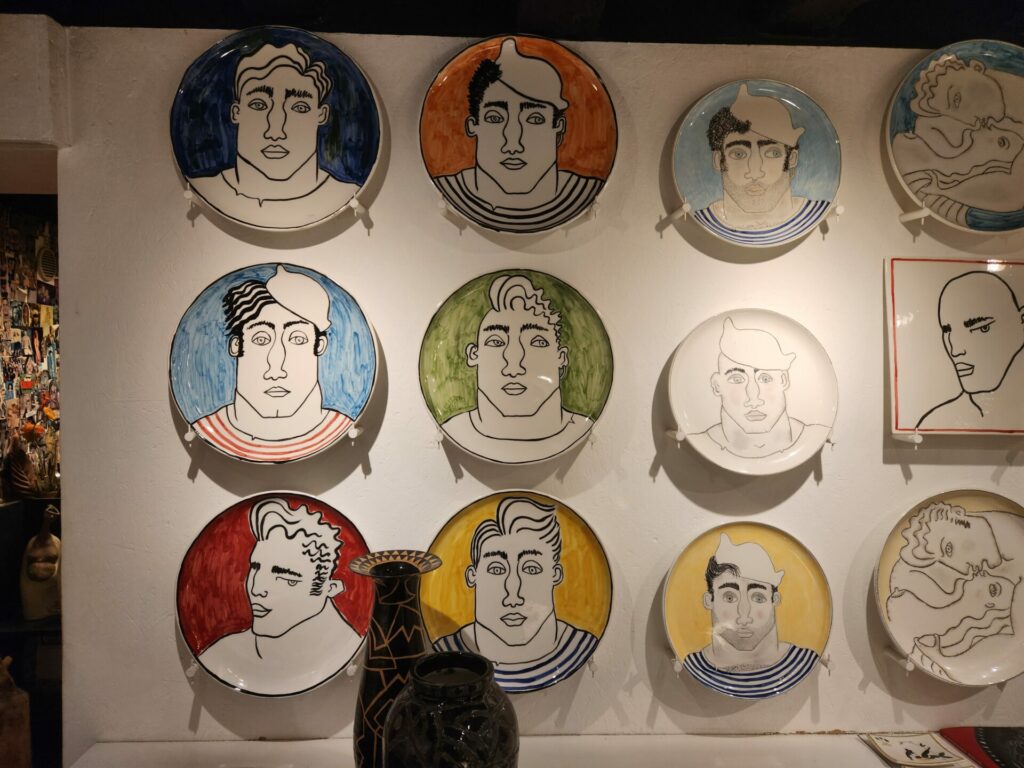A collection of plates with sailor artwork on them