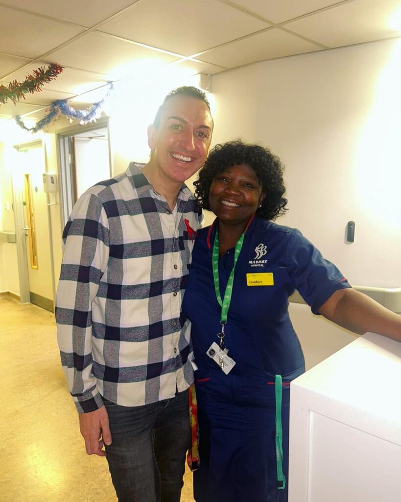 Jason Reid with Nurse Comfort