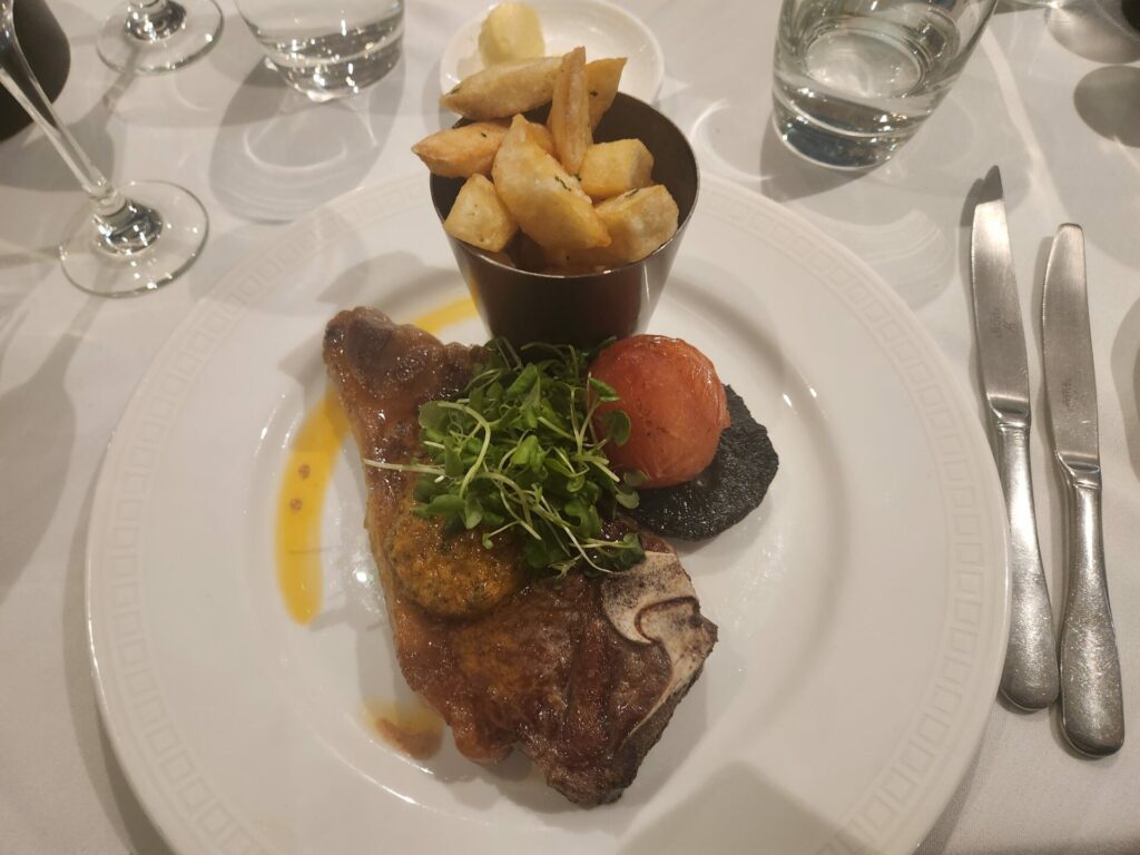 Plate of steak and chips