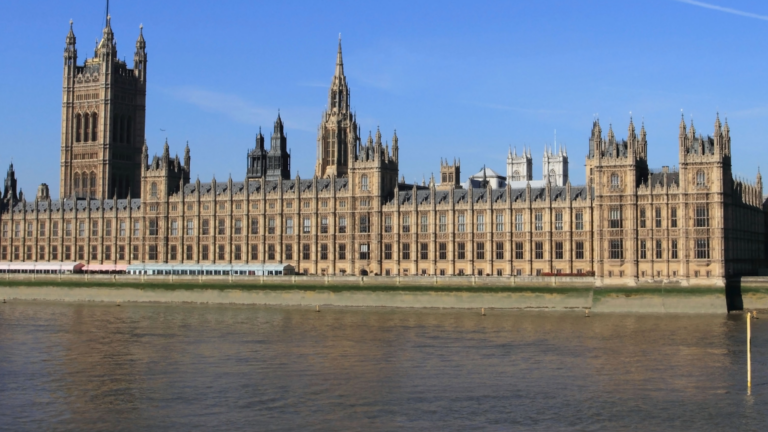 Wide shot of the House of Parliament and the River Thames