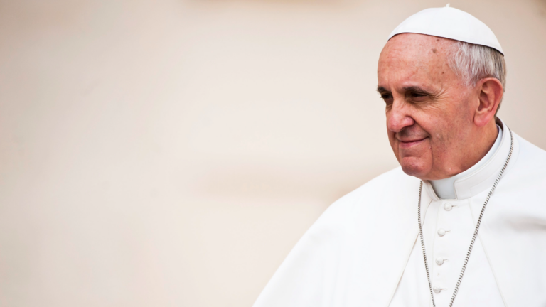 Wide shot of Pope Francis