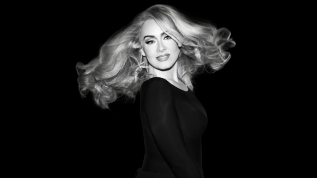 Black and white shot of Adele