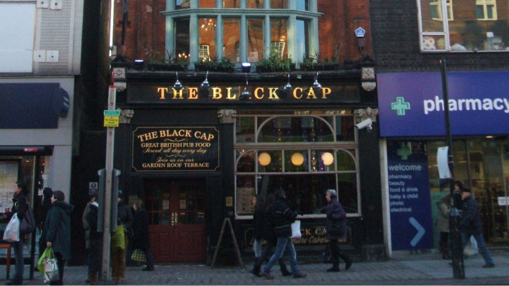 External view of the Black Cap pub in Camden in 2009
