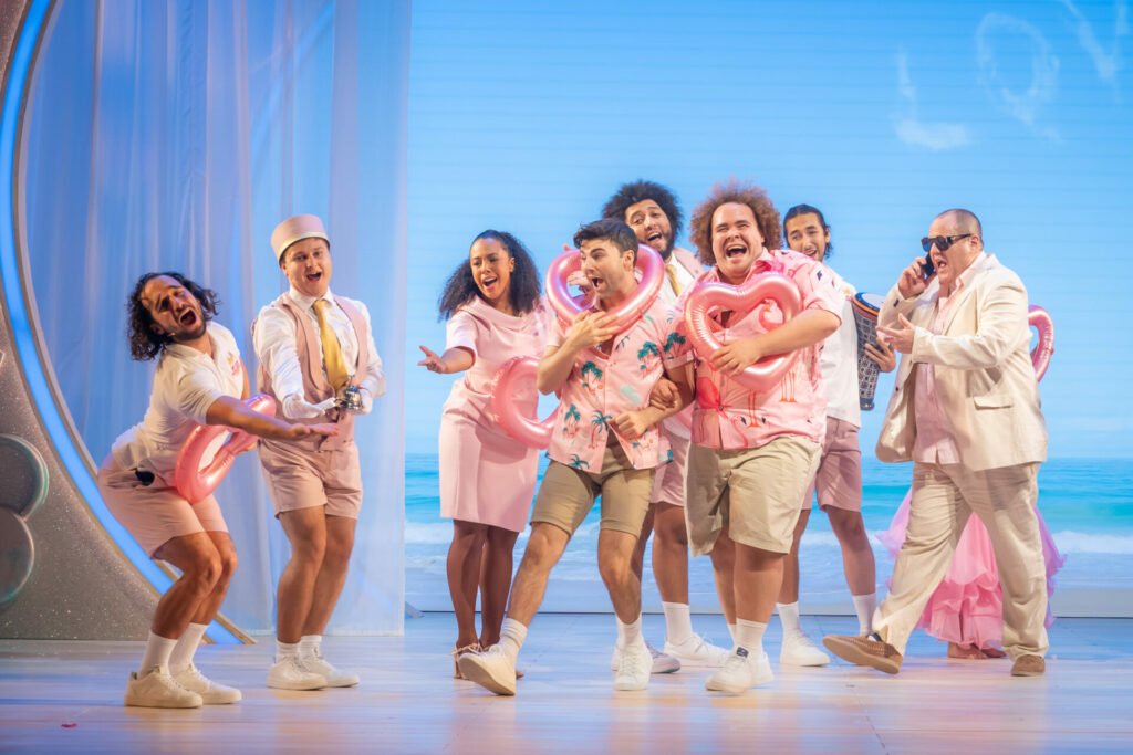 Cast perform onstage for the I Should Be So Lucky musical
