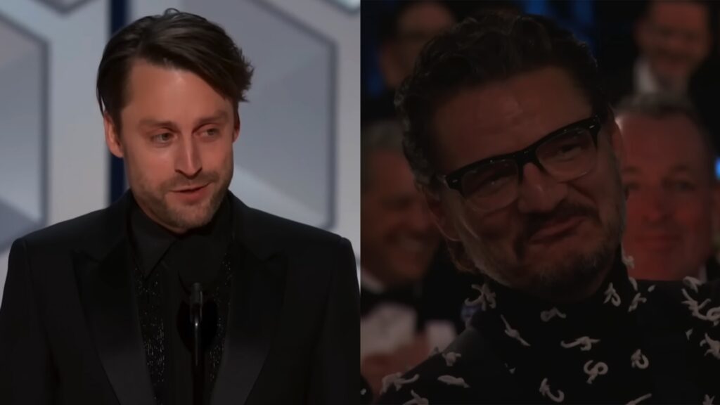 Kieran Culkin and Pedro Pascal at the Golden Globes