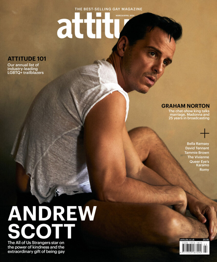 Andrew Scott appears on the cover of Attitude magazine issue 357 