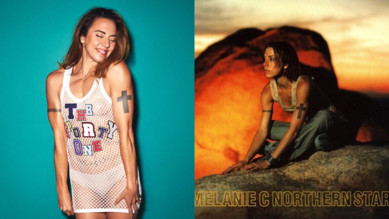 Melanie C in her 2022 cover shoot for Attitude, and right, the album cover for Northern Star (Images: Attitude/Virgin)