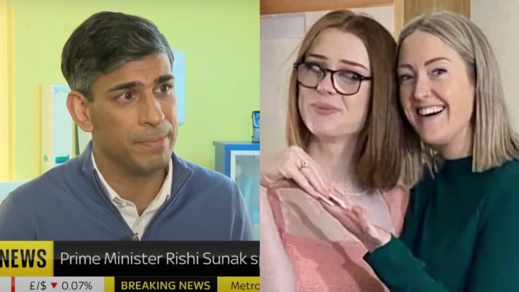 PM Rishi Sunak on Sky News, and Brianna Ghey with her mother Esther (Image: Sky News/Esther Grey)