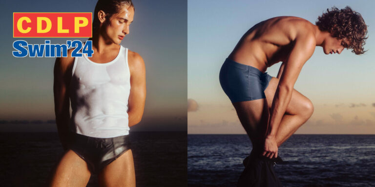 Composite of two men in swimwear