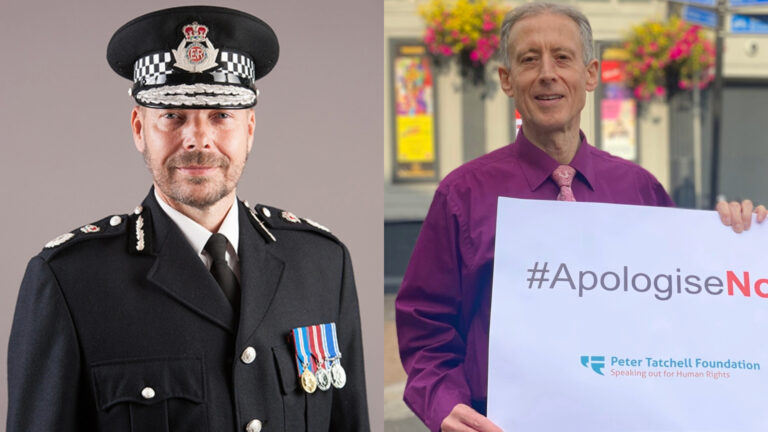 Composite of police chief Rod Hansen and Peter Tatchell