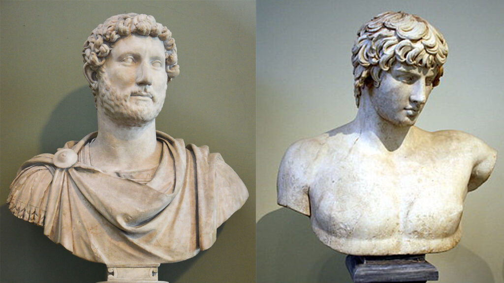 Statue busts of Hadrian and his lover Antinous