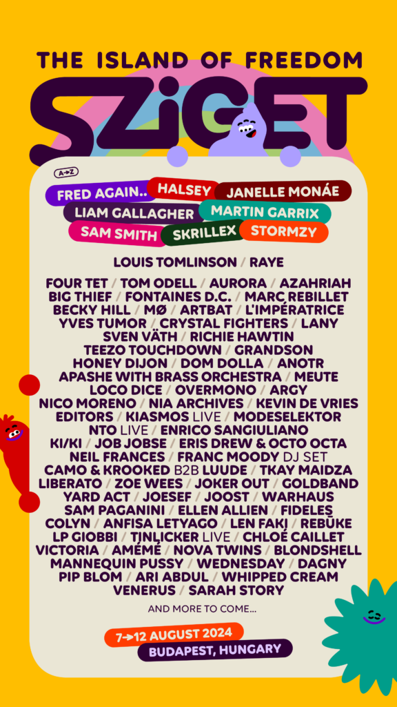 Lineup poster for Sziget Festival 2024