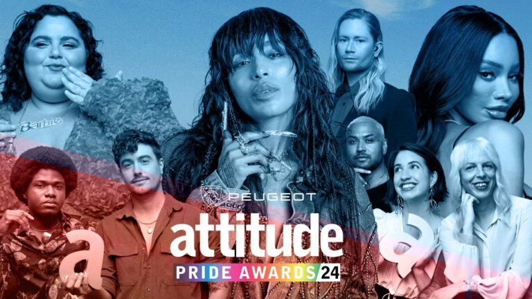 Composite of people's headshots over the Peugeot Attitude Pride Awards logo