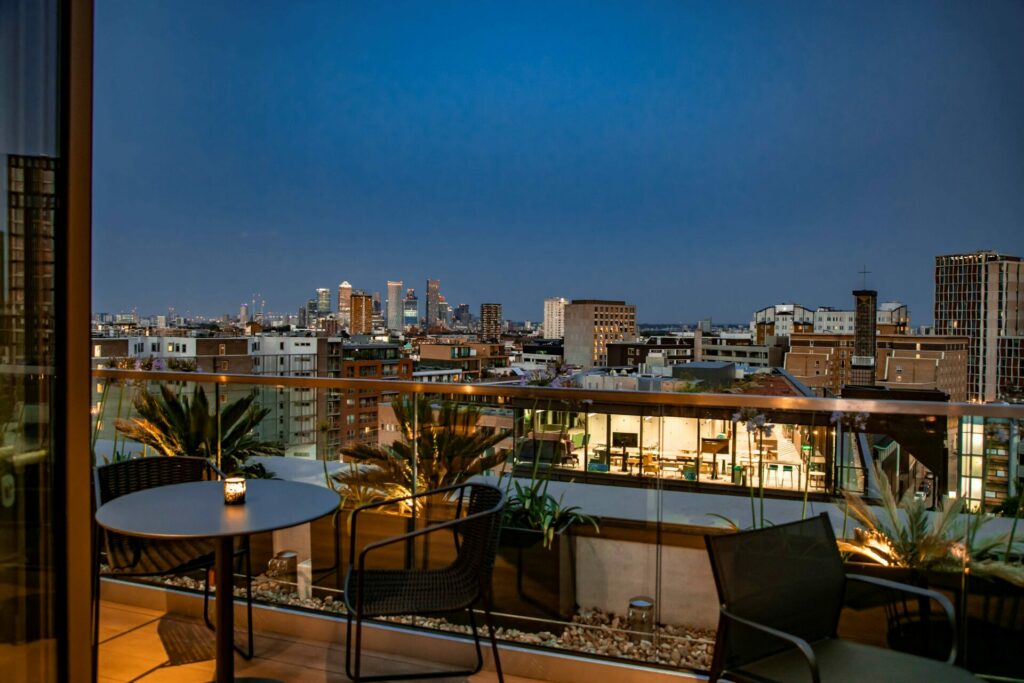 Rooftop bar with view of London