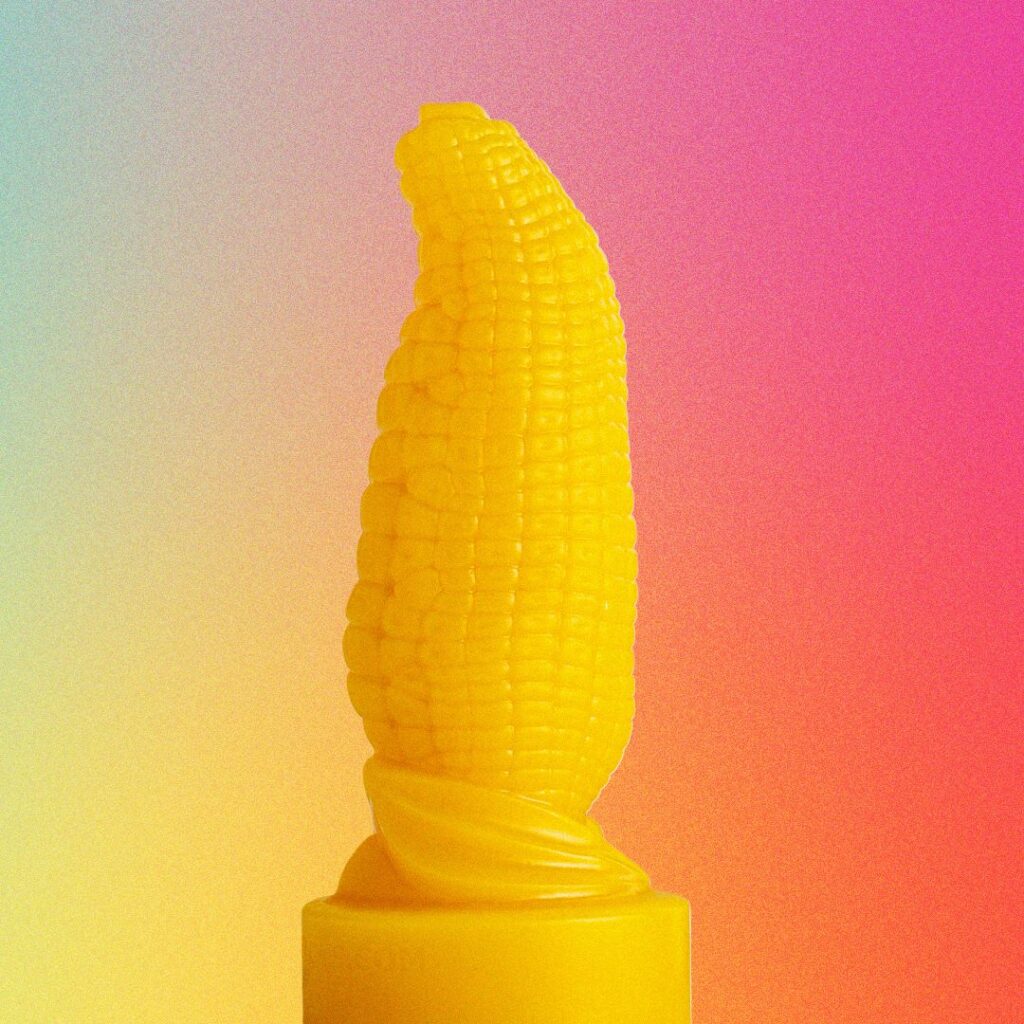 A cyellow orn shaped adult toy