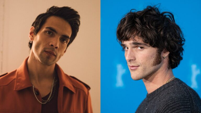 Composite of head and shoulders shots of Diego Calva and Jacob Elordi