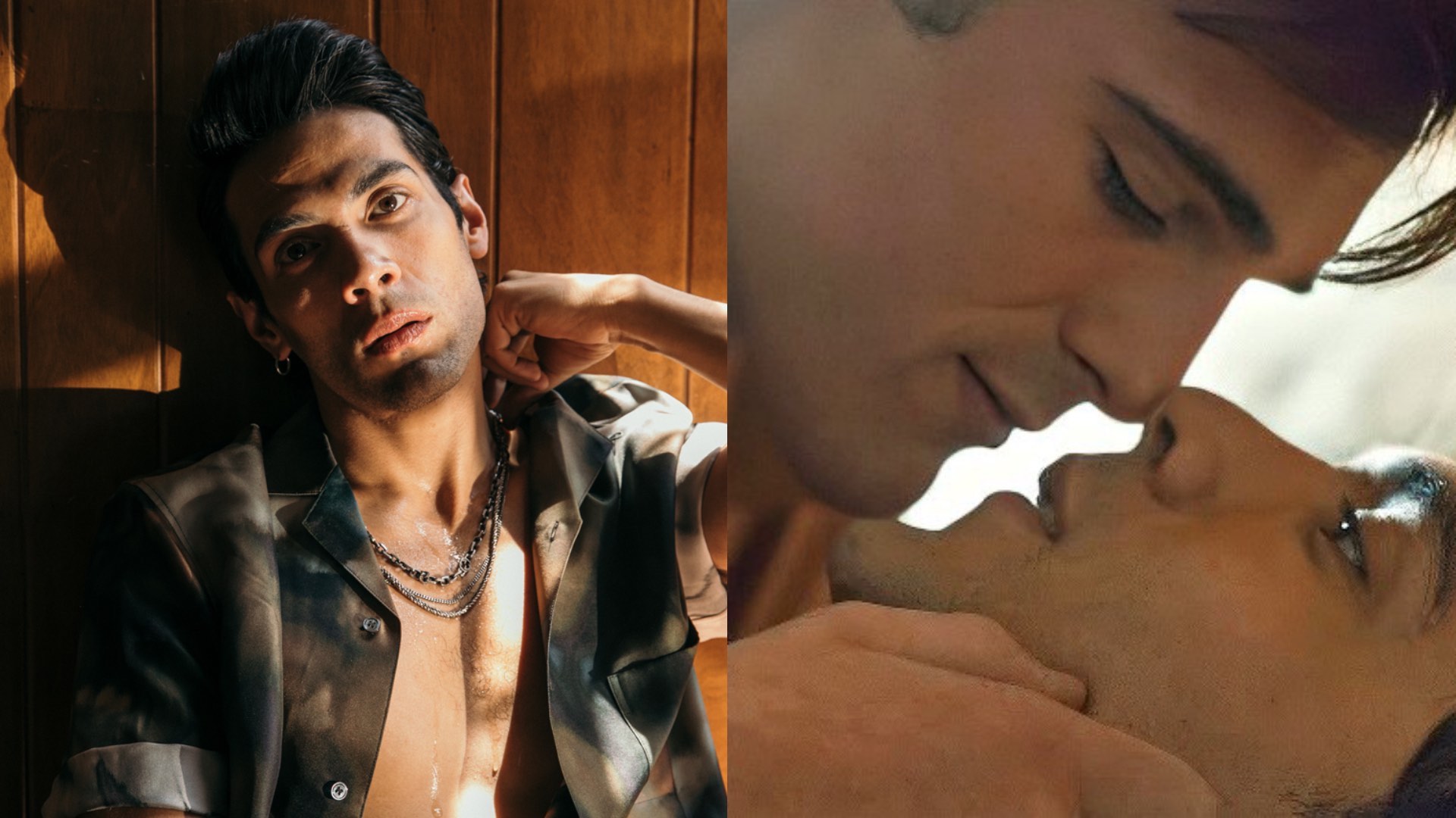 A composite of images - Diego Calva in his Attitude shoot, and right, with Jacob Elordi in On Swift Horses (Images: Attitude/Karla Lisker/Sony Pictures Classics)