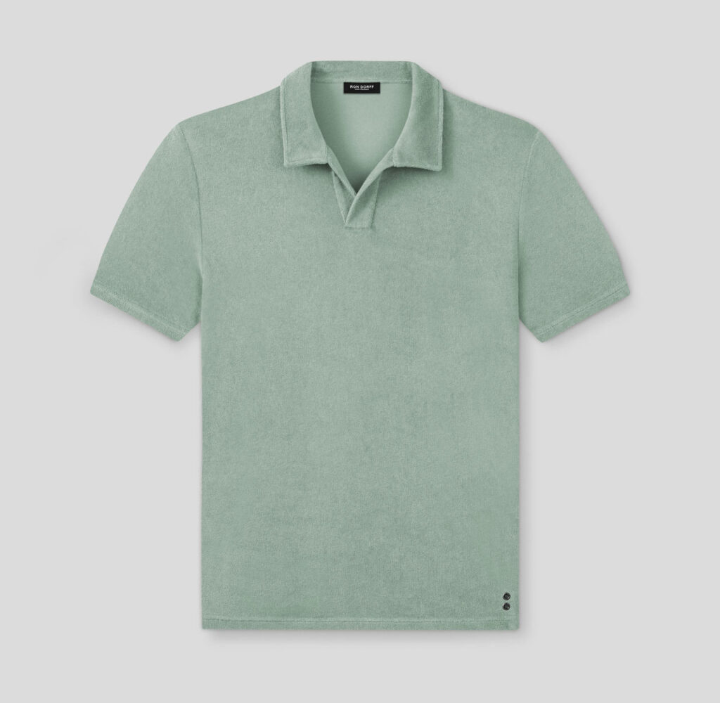 Sage green towel material polo shirt