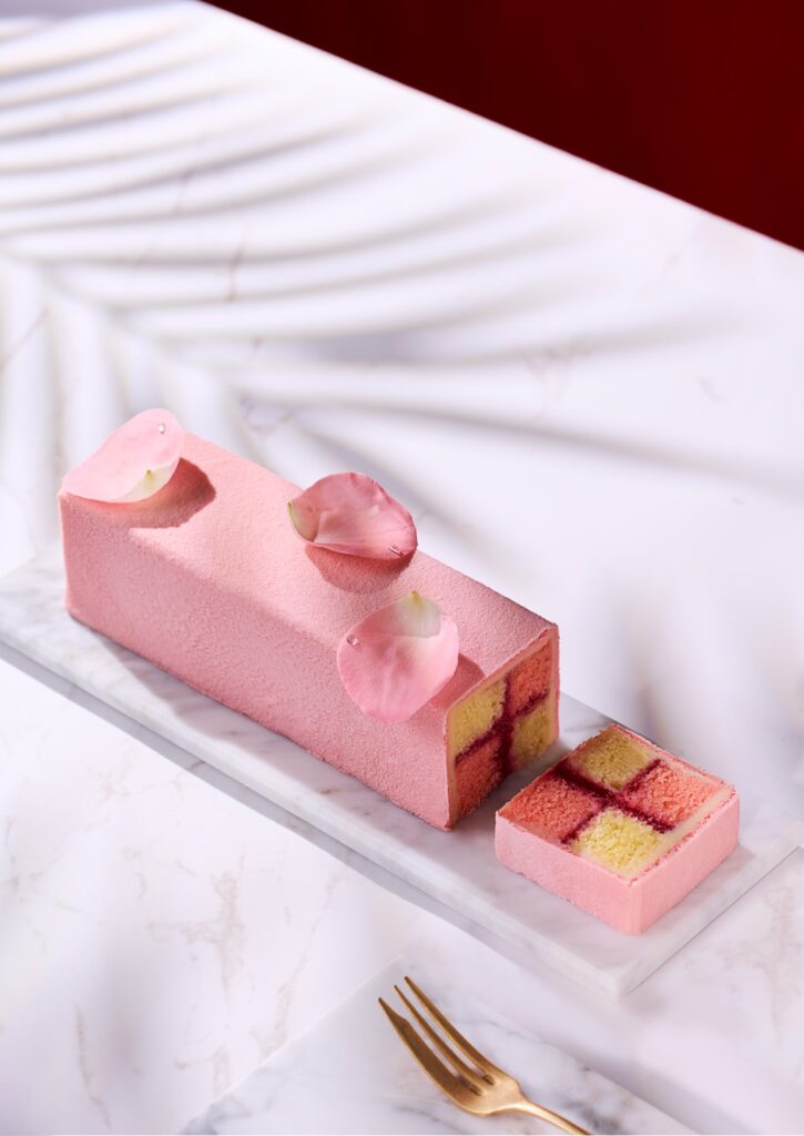 The pink 160 Anniversary Langham Signature Battenberg