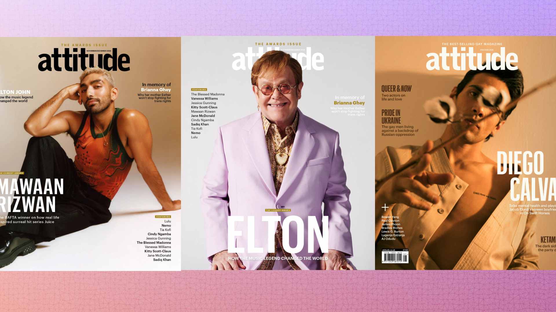 Composite of three Attitude magazine covers
