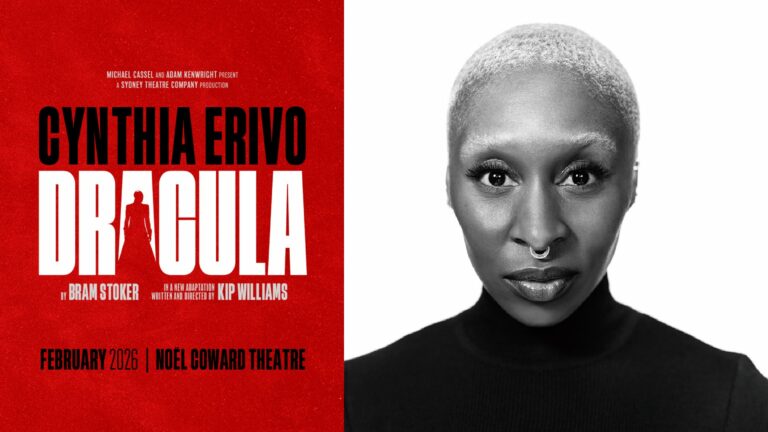 The show poster and a black and white headshot of Cynthia