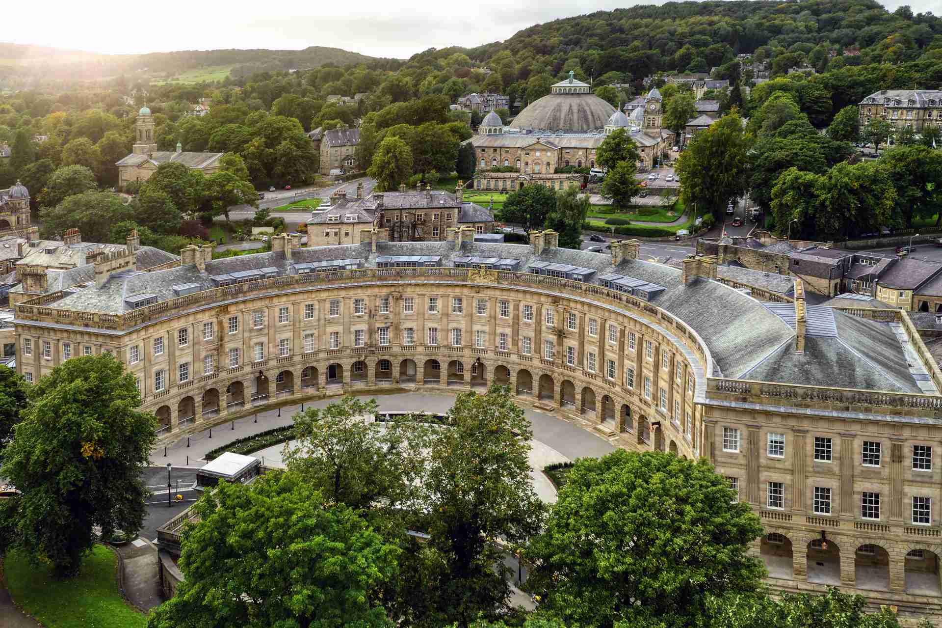Aerial view of Buxton Crescent Hotel