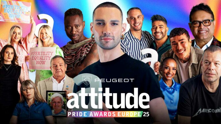Group photo of individuals with the Attitude Pride Awards Europe 2025 logo