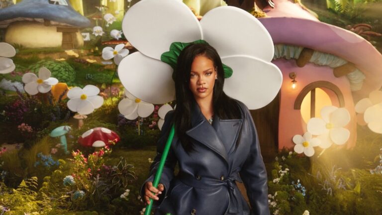 Rihanna in a flower garden from the video for 'Friend of Mine'