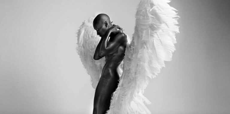 Cynthia Erivo nude wearing angel wings in album artwork for LP