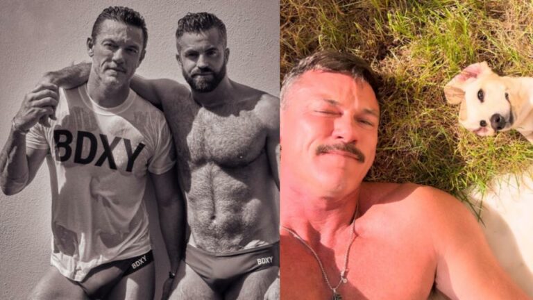 Luke Evans and Fran Tomas/Luke Evans with a dog