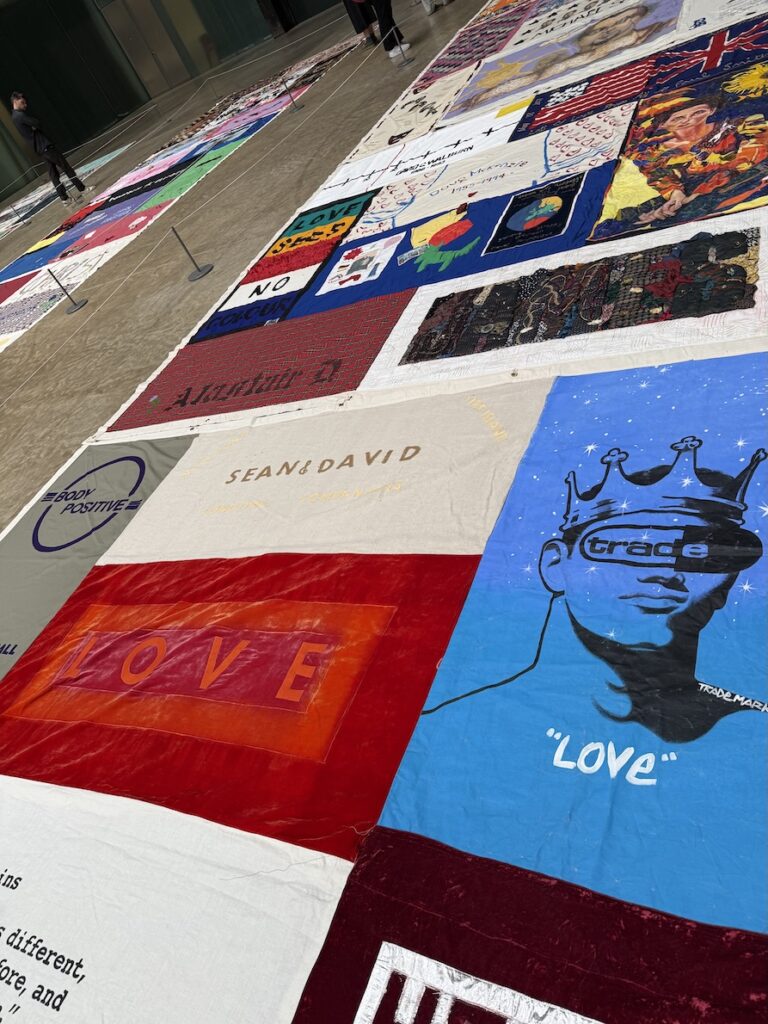 a close up of one of the quilts