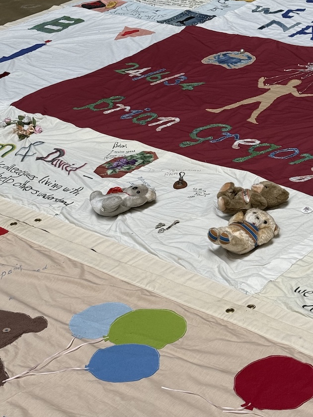 a close up of one of the quilts