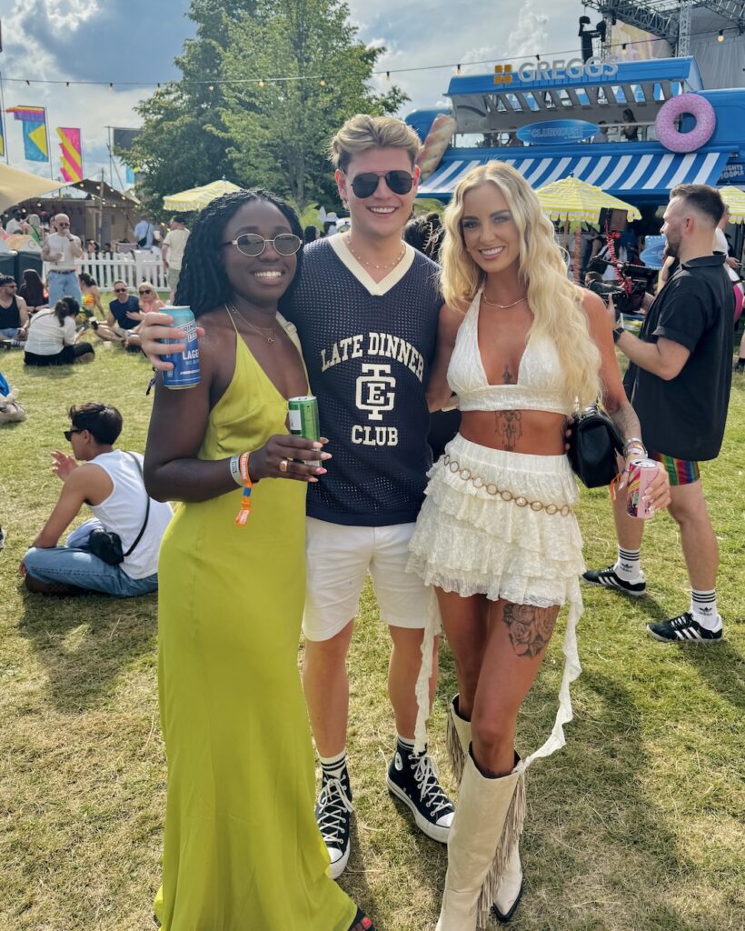 Minah Shannon in a green dress and Leanne Quigley in a white top and skirt with Ashley (Image: Author's own)