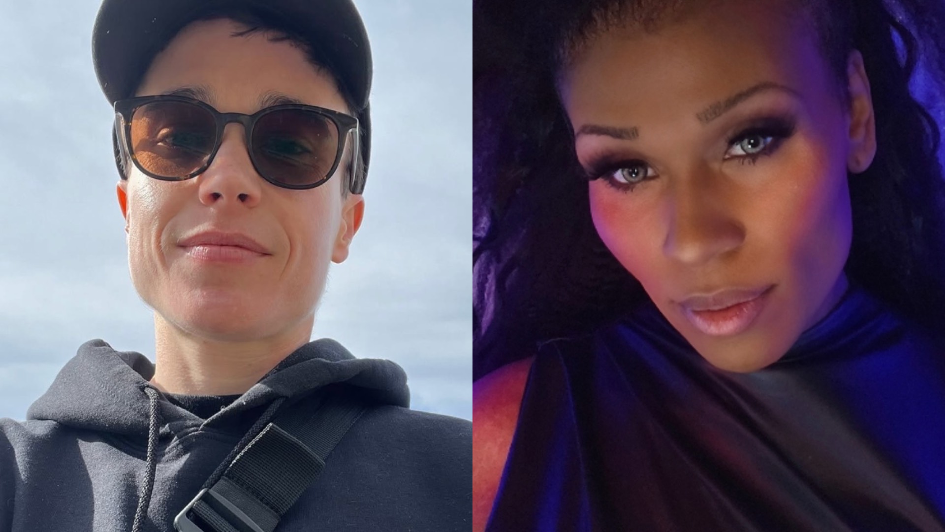 Left, Elliot Page right, Peppermint (Image: Instagram/@elliotpage/@peppermint247)