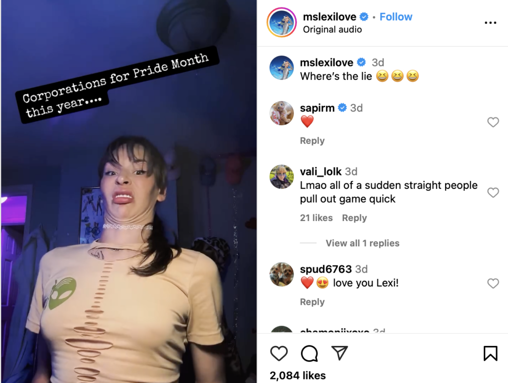 Screenshot from Lexi Love's Instagram page (Image: @mslexilove)