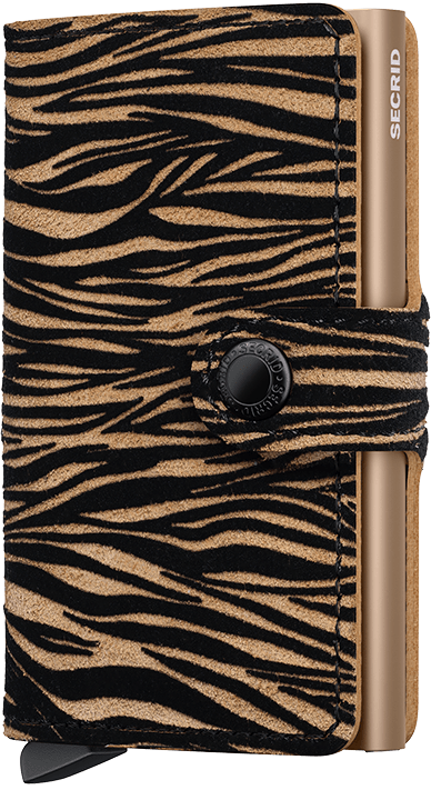 Beige zebra print foldable mini wallet