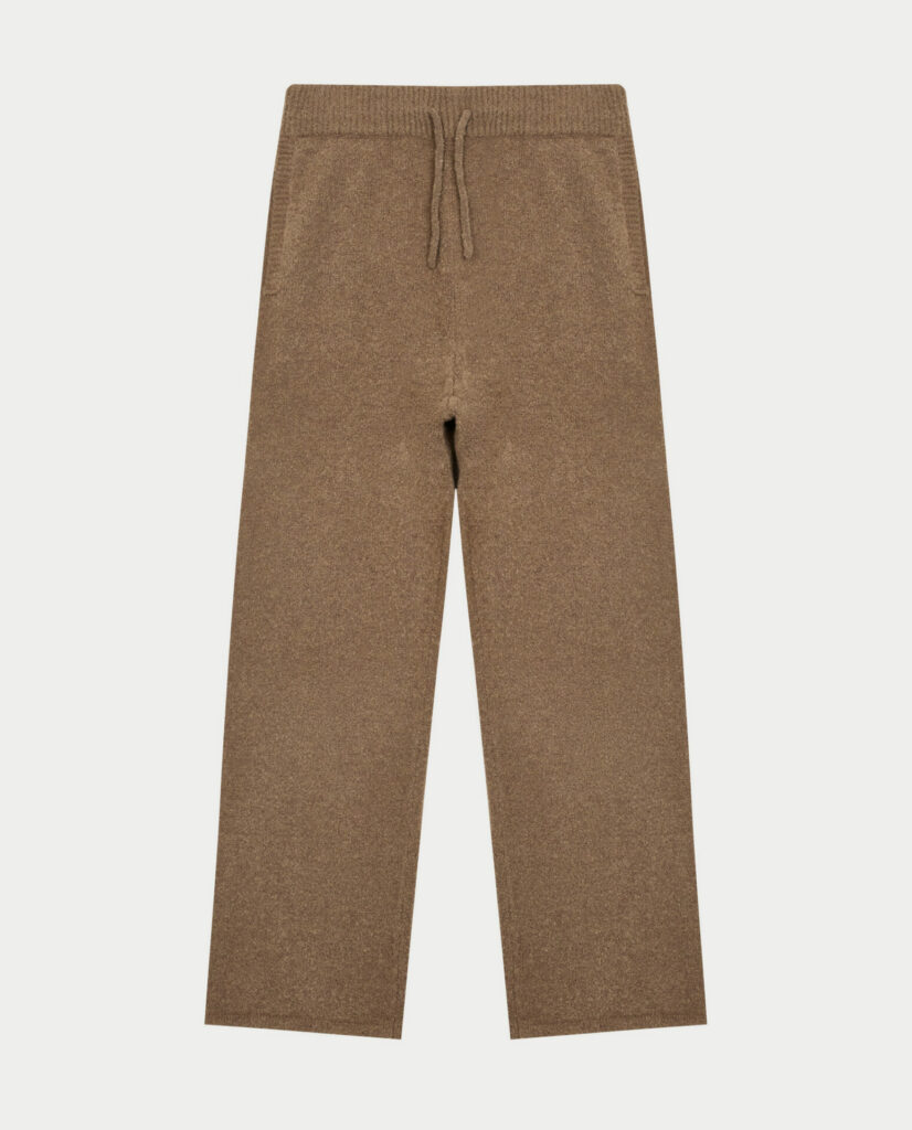 Brown boucle knit joggers