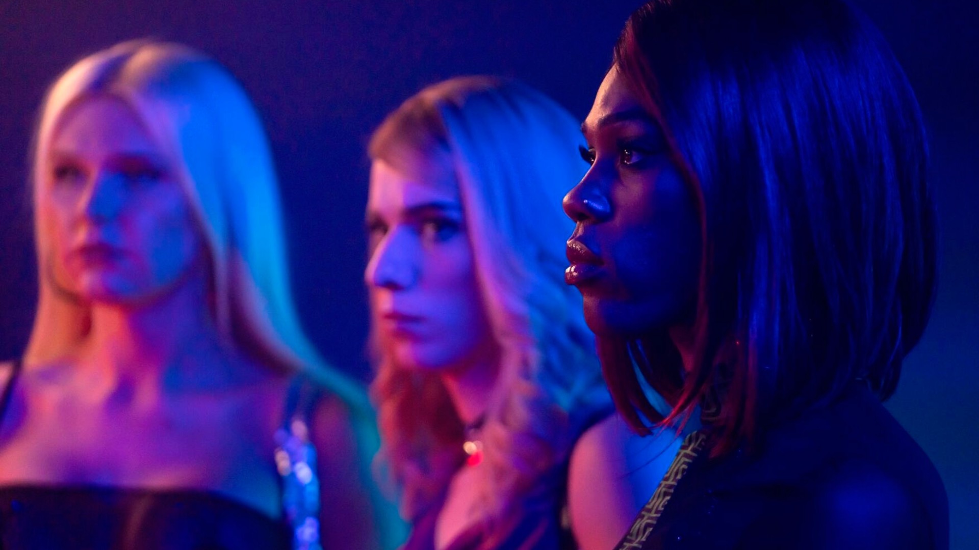 Hannah Jones as Sasha, Ellis Howard as Byron and Laquarn Lewis as Lady Die in What It Feels Like For a Girl (Image: BBC)