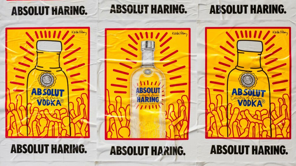 Three of Haring's Absolut posters
