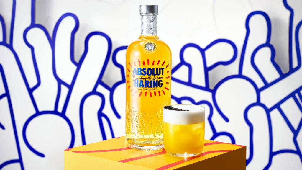 Absolut Haring Artist Edition bottle featured next to signature cocktail