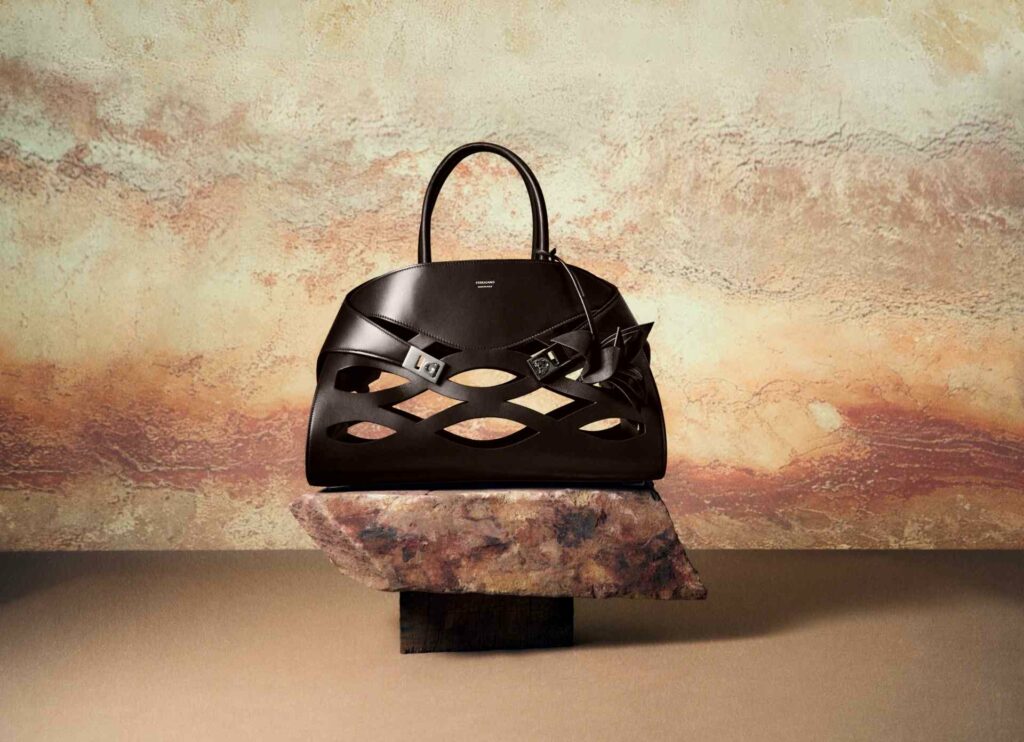 A handbag in a studio