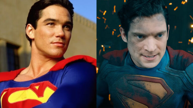 Former Superman star Dean Cain (left) and newest Superman David Corenswet (right)