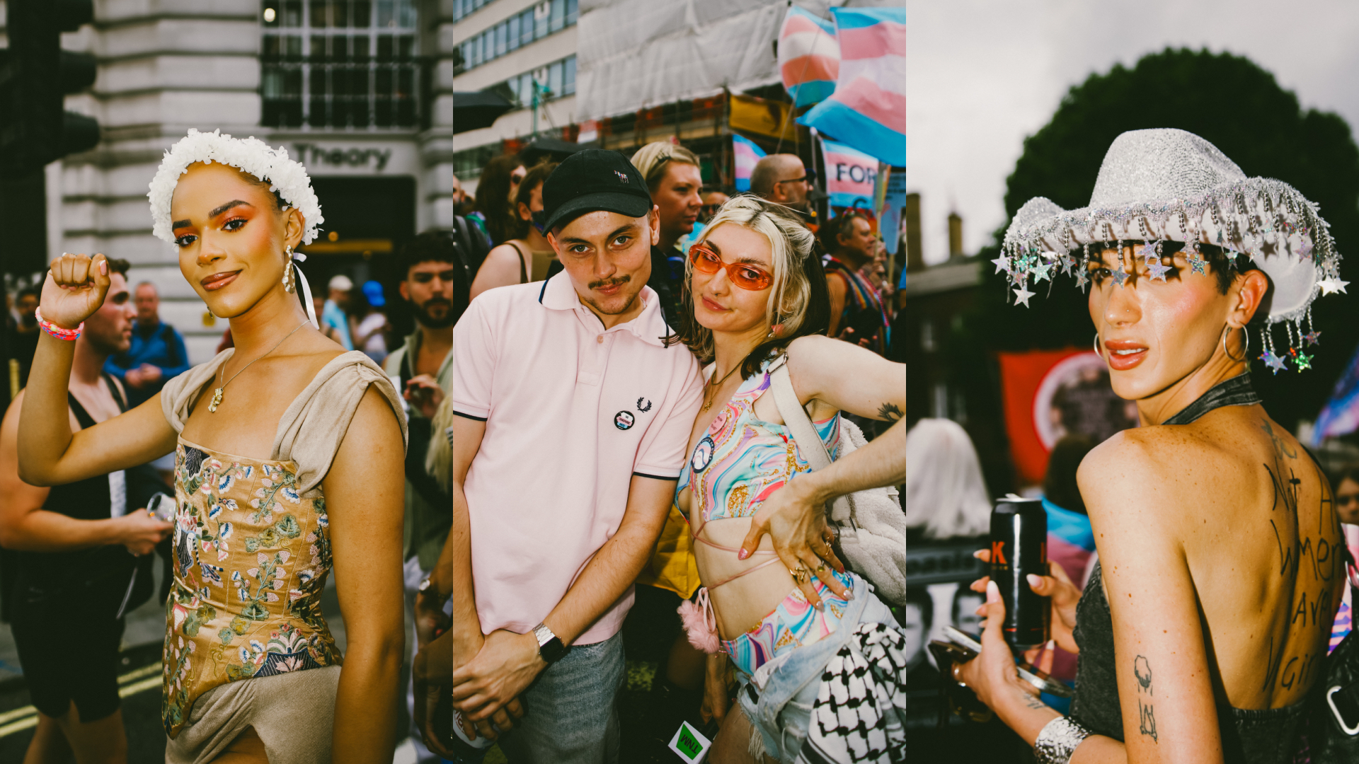 On the left, Yasmin Finney, the middle Lars Fellows and Anthony Lexa and on the right someone dressed in a sparkly cowboy hat
